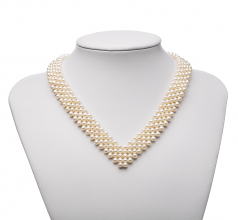 Collar de perlas Perla de Agua Dulce de calidad AA de 3 a 4mm en color Blanco