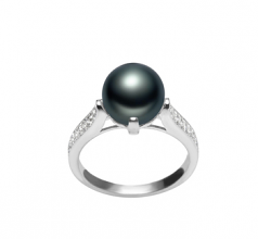 8-9mm AAA Quality Perla de Agua Dulce Anillo in Erica Negro