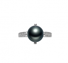 8-9mm AAA Quality Perla de Agua Dulce Anillo in Erica Negro