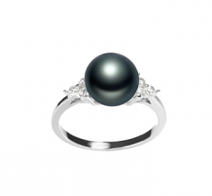 8-9mm AAA Quality Perla de Agua Dulce Anillo in Dacey Negro