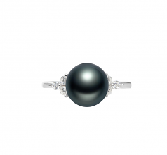 8-9mm AAA Quality Perla de Agua Dulce Anillo in Dacey Negro