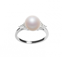 8-9mm AAA Quality Perla de Agua Dulce Anillo in Dacey Blanco