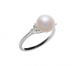 8-9mm AAA Quality Perla de Agua Dulce Anillo in Dacey Blanco