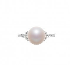 8-9mm AAA Quality Perla de Agua Dulce Anillo in Dacey Blanco