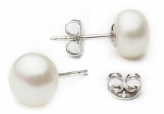 8-8.5mm AA Quality Perla de Agua Dulce Pendientes in Blanco