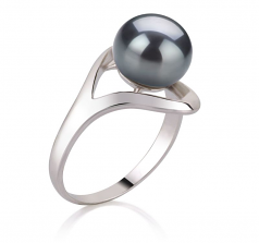 9-10mm AA Quality Perla de Agua Dulce Anillo in Sadie Negro