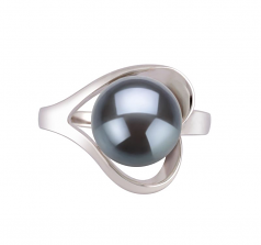 9-10mm AA Quality Perla de Agua Dulce Anillo in Sadie Negro