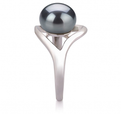 9-10mm AA Quality Perla de Agua Dulce Anillo in Sadie Negro