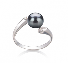 6-7mm AAA Quality Perla de Agua Dulce Anillo in Dana Negro