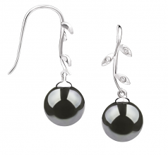 9-10mm AAA Quality Perla Tahití Pendientes in Honora Negro