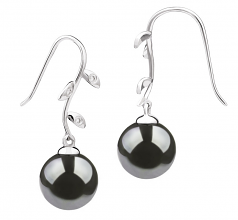 9-10mm AAA Quality Perla Tahití Pendientes in Honora Negro