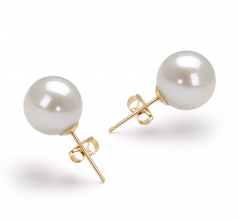 9-10mm AAAA Quality Perla de Agua Dulce Pendientes in Blanco