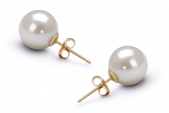 9-10mm AAAA Quality Perla de Agua Dulce Pendientes in Blanco