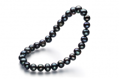 6-7mm A Quality Perla de Agua Dulce Pulsera in Bliss Negro