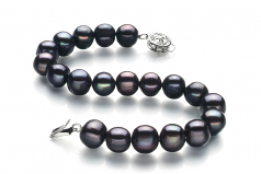 8-9mm A Quality Perla de Agua Dulce Pulsera in Kaitlyn Negro