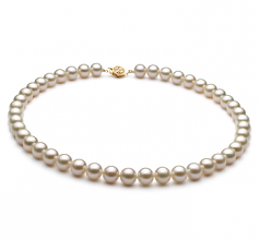 Blanco 8-9mm Calidad AAA Collar de Perlas de Agua Dulce y Lleno de oro