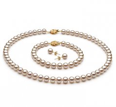 Conjunto de perlas Perla de Agua Dulce de calidad AAAA de 6 a 7mm en color Blanco