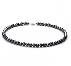 Collar de perlas Perla de Agua Dulce de calidad AA de 6 a 7mm en color Negro