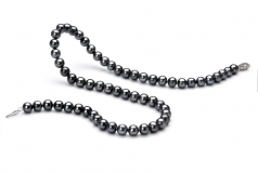 Collar de perlas Perla de Agua Dulce de calidad AA de 6 a 7mm en color Negro
