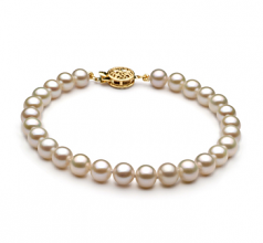 6-7mm AAA Quality Perla de Agua Dulce Pulsera in Blanco