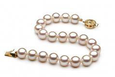 7-8mm AAA Quality Perla de Agua Dulce Pulsera in Blanco