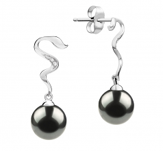 8-9mm AAA Quality Perla Akoya Japonesa Pendientes in Tamara Negro