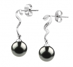 8-9mm AAA Quality Perla Akoya Japonesa Pendientes in Tamara Negro