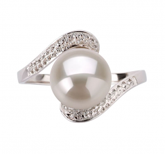 9-10mm AA Quality Perla de Agua Dulce Anillo in Chantel Blanco