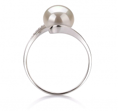 9-10mm AA Quality Perla de Agua Dulce Anillo in Chantel Blanco