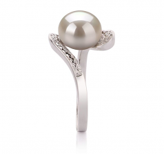 9-10mm AA Quality Perla de Agua Dulce Anillo in Chantel Blanco