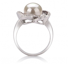 Anillo de perlas Perla de Agua Dulce de calidad AA de 9 a 10mm en color Blanco