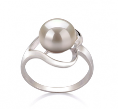 9-10mm AA Quality Perla de Agua Dulce Anillo in Sadie Blanco