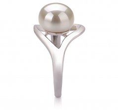 9-10mm AA Quality Perla de Agua Dulce Anillo in Sadie Blanco