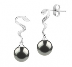 8-9mm AAA Quality Perla Tahití Pendientes in Tamara Negro