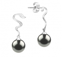 8-9mm AAA Quality Perla Tahití Pendientes in Tamara Negro