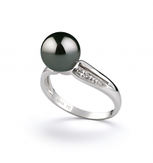 8-9mm AAA Quality Perla Tahití Anillo in Caroline Negro