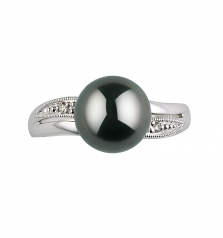 8-9mm AAA Quality Perla Tahití Anillo in Caroline Negro