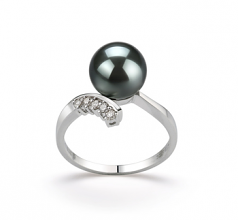 8-9mm AAA Quality Perla Tahití Anillo in Grace Negro