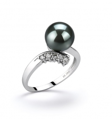 8-9mm AAA Quality Perla Tahití Anillo in Grace Negro