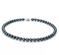 Collar de perlas Perla Akoya Japonesa de calidad AAA de 7.5 a 8mm en color Negro
