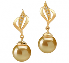 10-11mm AAA Quality Mar del Sur Pendientes in Damica Oro