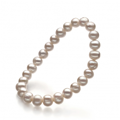 6-7mm A Quality Perla de Agua Dulce Pulsera in Bliss Blanco