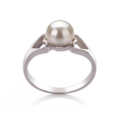 Anillo de perlas Perla de Agua Dulce de calidad AA de 6 a 7mm en color Blanco