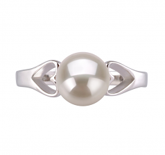 Anillo de perlas Perla de Agua Dulce de calidad AA de 6 a 7mm en color Blanco