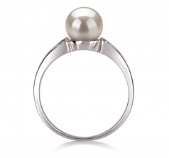 Anillo de perlas Perla de Agua Dulce de calidad AA de 6 a 7mm en color Blanco