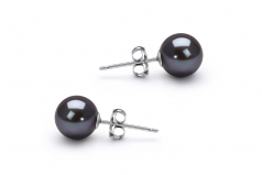 6-7mm AAAA Quality Perla de Agua Dulce Pendientes in Negro