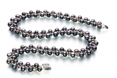 6-7mm A Quality Perla de Agua Dulce Conjunto in Weave Negro