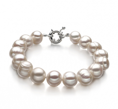 Pulsera de perlas Perla de Agua Dulce de calidad A de 10 a 11mm en color Blanco