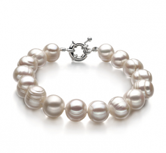 10-11mm A Quality Perla de Agua Dulce Pulsera in Sencilla Blanco