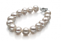 Pulsera de perlas Perla de Agua Dulce de calidad A de 10 a 11mm en color Blanco